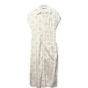 ✨ Zara White & Green Floral Midi Dress - Versatile & Stylish (Size M)